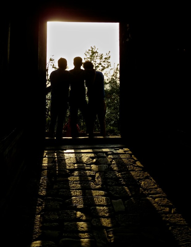 Changu - Doorway photo - three boys